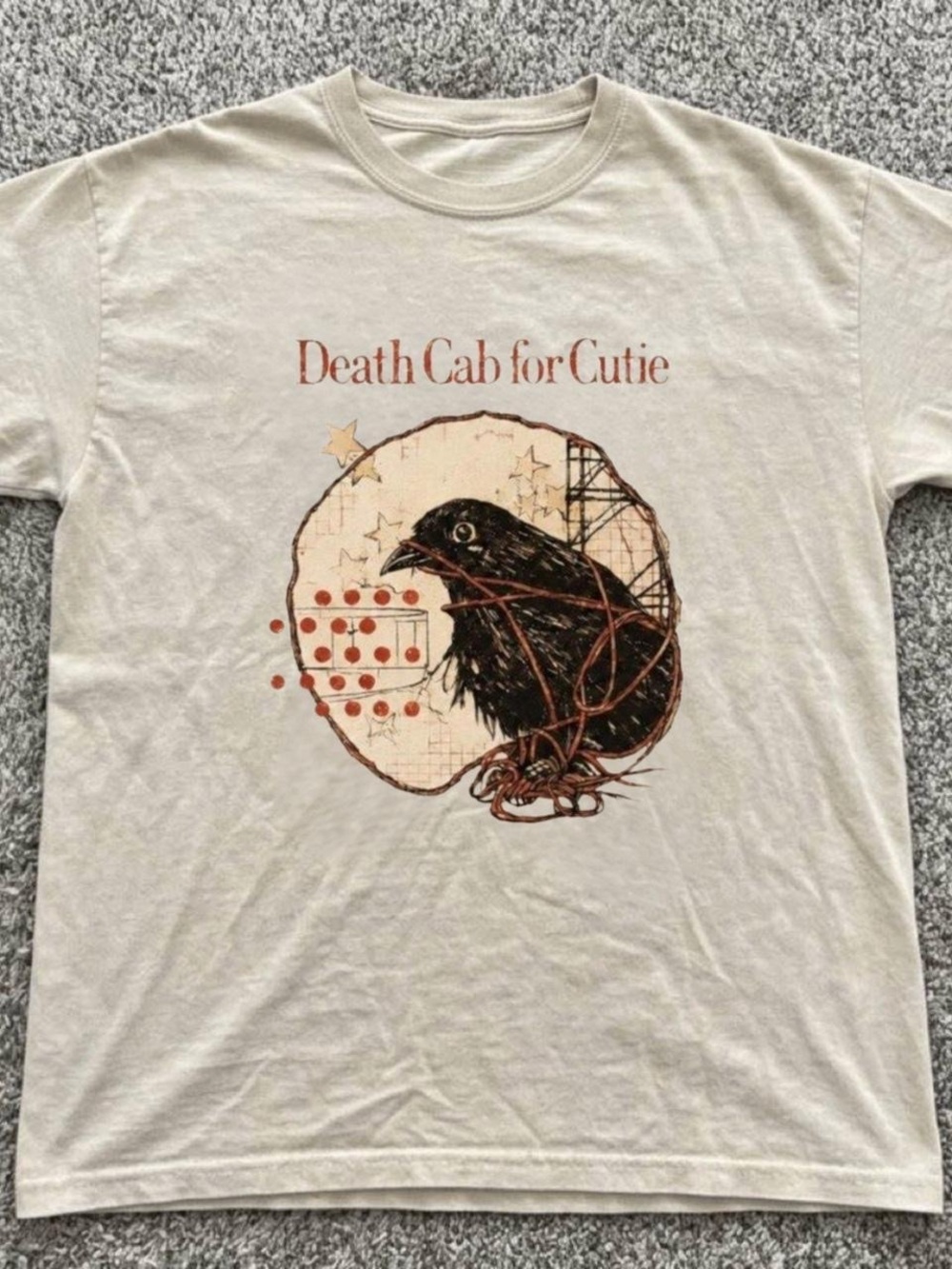 Gildan Death Cab for Cutie Band Tee - Cream with Black & Brown Graphic